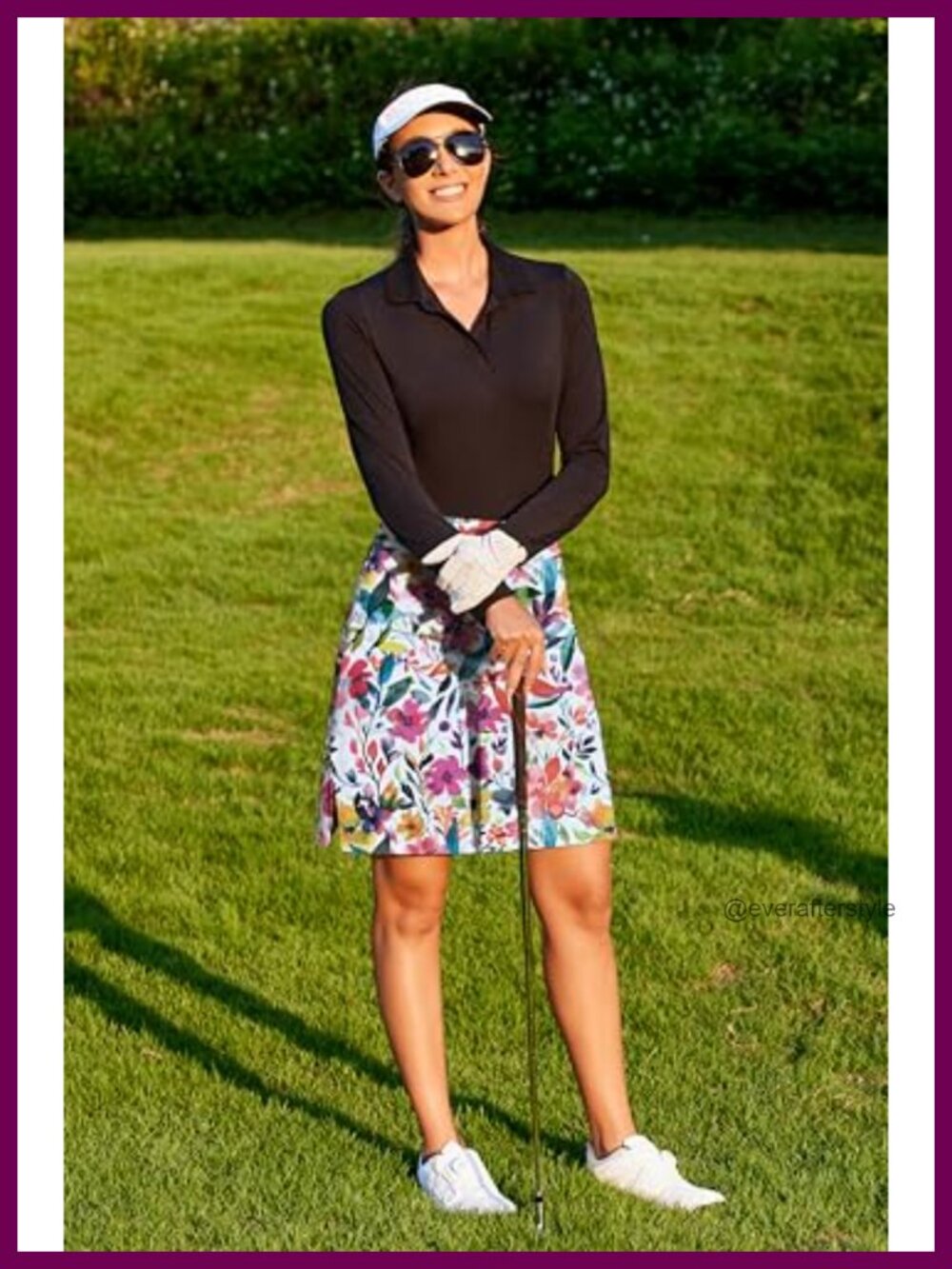 Golf Skort with Pockets, Knee Length, High Waisted, A-Line, Moisture Wicking, - Picture 2 of 4